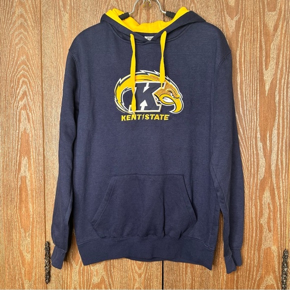 Ken State Men M Stadium Athletics Blue Yellow Hoodie Sporty Embroidered Pullover - Picture 1 of 10